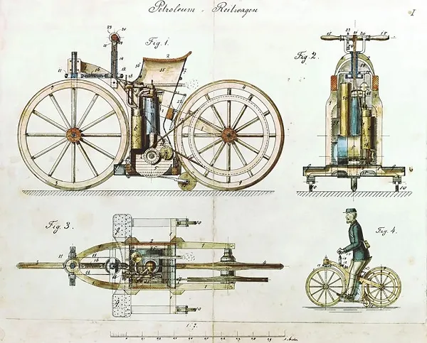 Daimler Reitwagen - la première moto de Gottlieb Daimler, 1885